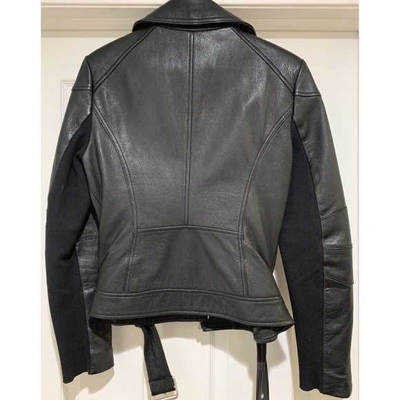 BCBG MaxAzria Womens Classic Moto Biker Leather Black Jacket orig. $598 MED. - Picture 2 of 15